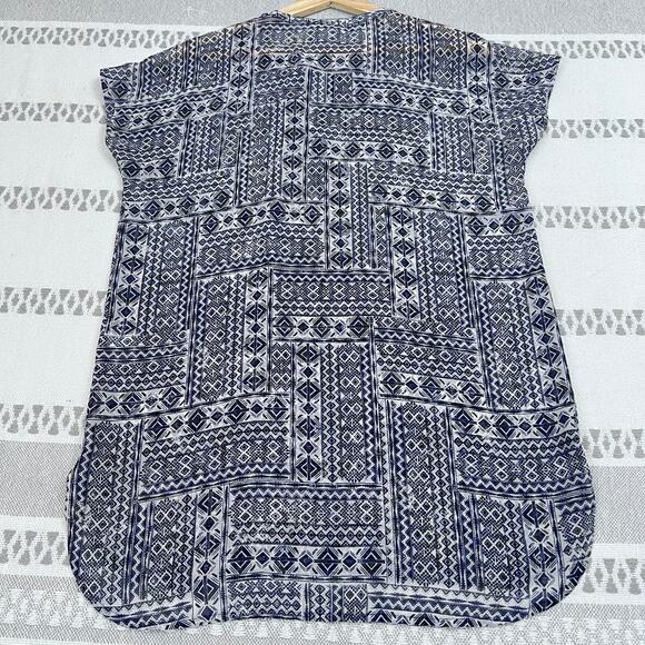 J. Jill Wearever Blouse Tunic Tribal Geometric Print High Low Hem XS Women's - Picture 10 of 10